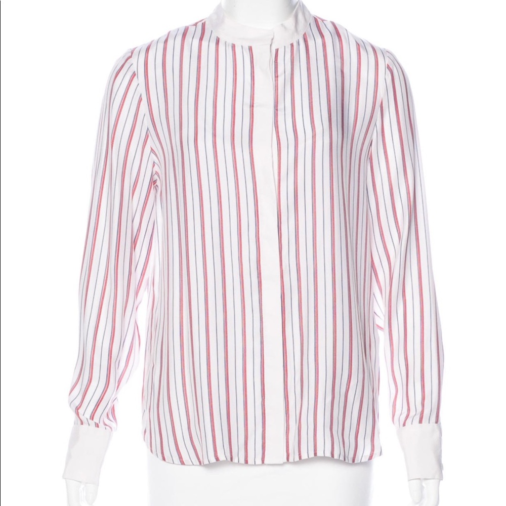 Frame Denim Cream Stripe Silk Blouse Shirt Size S